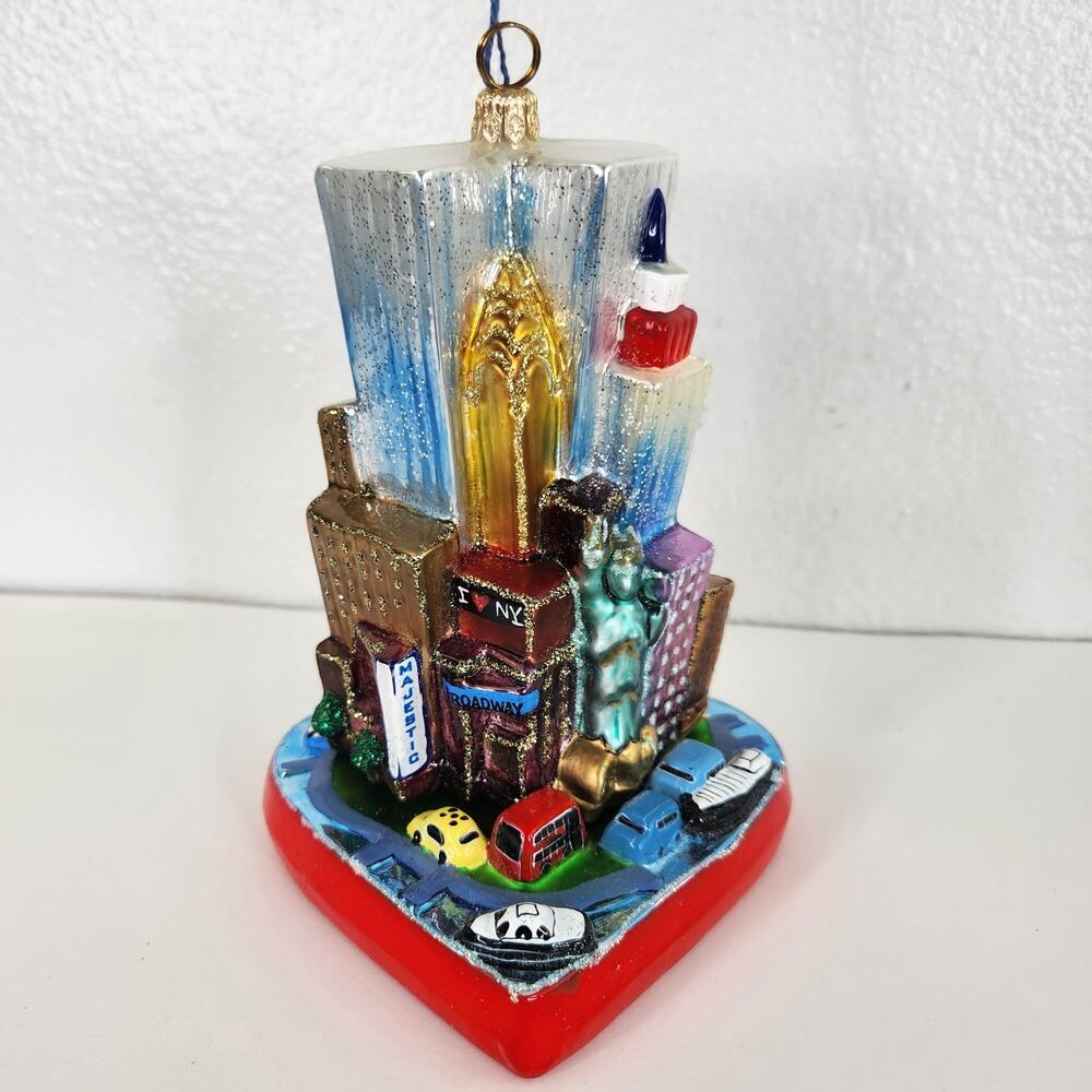 Joy to the Word Limited Edition Twin Towers Christmas Glass Ornament Hand Made